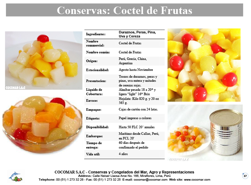 1. Cocomar (Peru) – Conservas de Coctel de Frutas