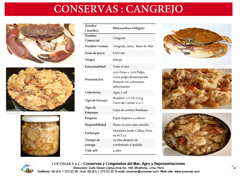 13. Cocomar (Peru) – Conservas de Mariscos – Cangrejo