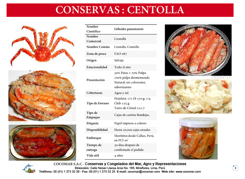 14. Cocomar (Peru) – Conservas de Mariscos – Centolla