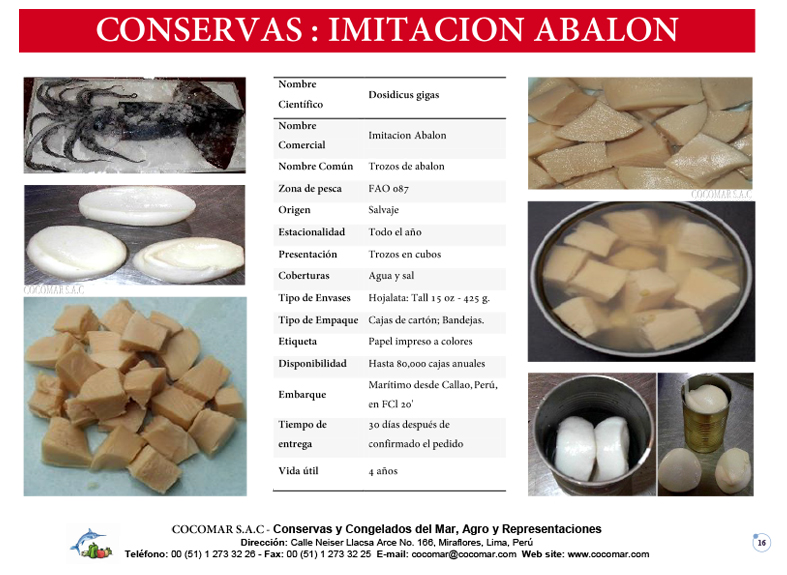 16. Cocomar (Peru) – Conservas de Mariscos – Imitacion Abalon