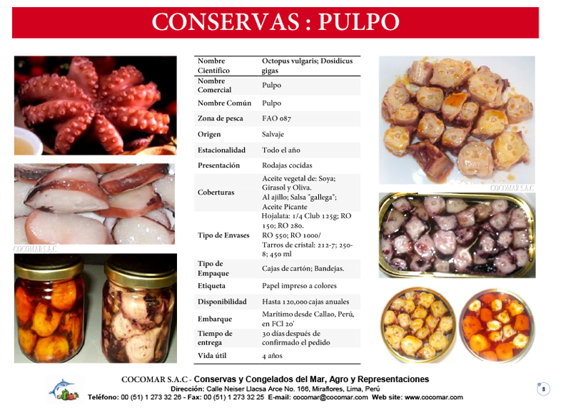 7. Cocomar (Peru) – Conservas de Mariscos – Pulpo