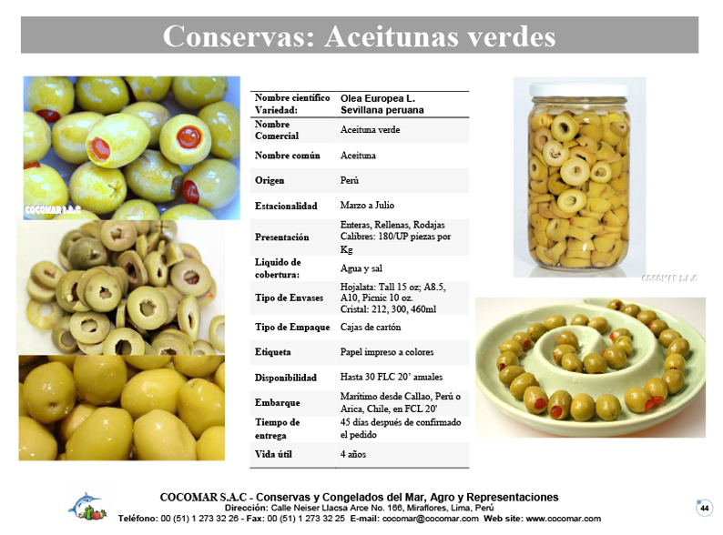 Cocomar (Peru) – Conservas de Aceitunas verdes