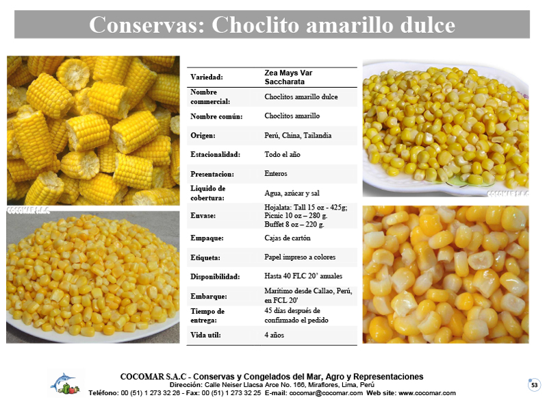 Cocomar (Peru) – Conservas de Choclito amarillo dulce