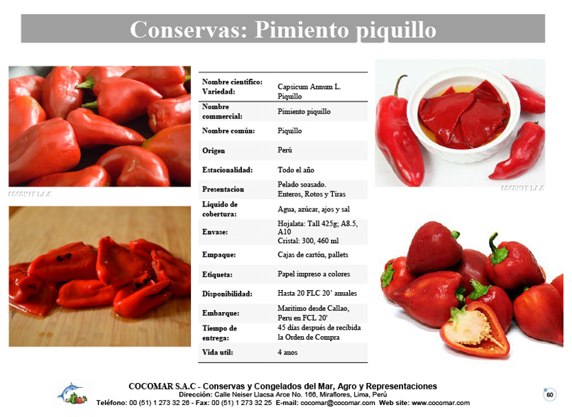 Cocomar (Peru) – Conservas de Pimiento piquillo