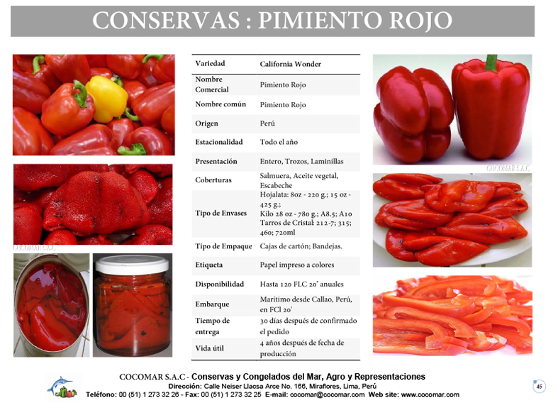 Cocomar (Peru) – Conservas de Pimiento rojo