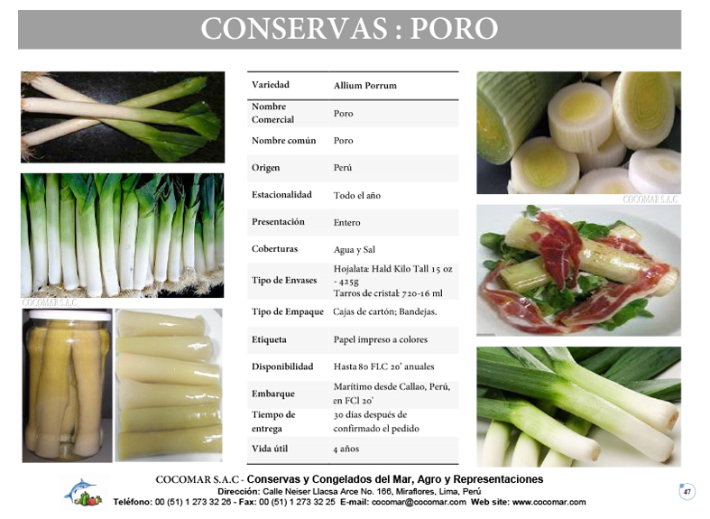 Cocomar (Peru) – Conservas de Puerros