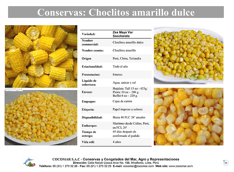 Conservas – Choclito amarillo dulce